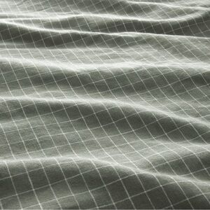IKEA Grid Pattern Green King Duvet and Pillowcases Cotton Linen